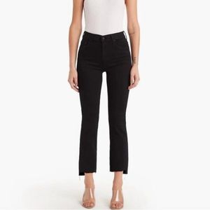 Mother Insider Crop Step Fray Black Jeans in Guilty Racer 25